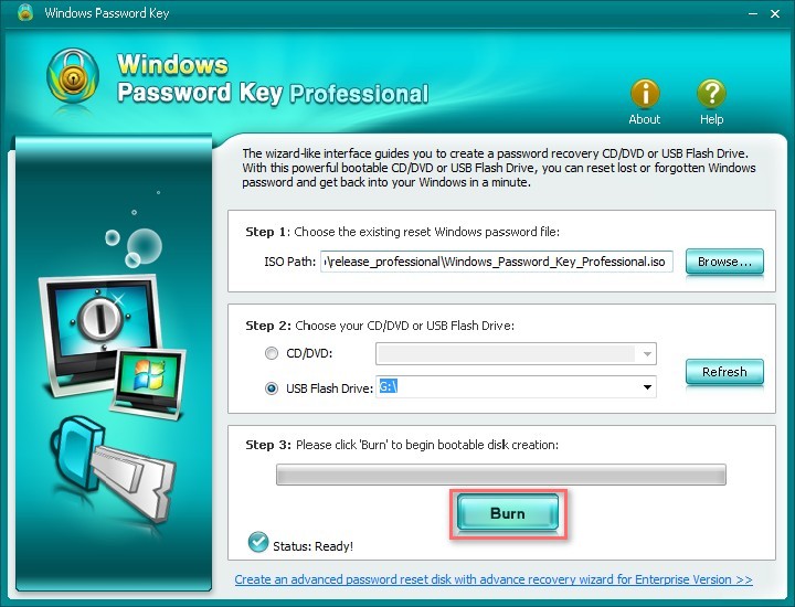 Увійдіть в будь-який інший доступний комп'ютер (не заблокований), завантажте і установітеWindows Password Key
