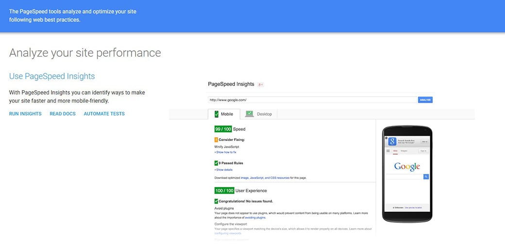 Google PageSpeed ​​Tools
