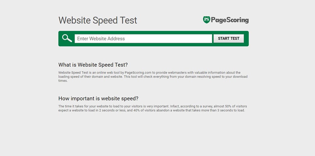 Pagescoring - Website Speed ​​Test