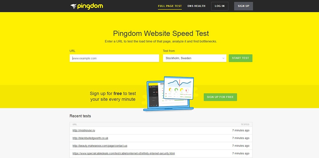 Pingdom Website Speed ​​Test