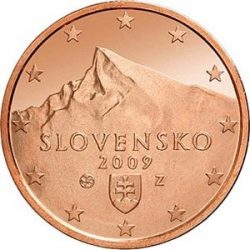 Майже в центрі монети є назва країни «SLOVENSKO», під написом - рік випуску монети, нижче - герб Словаччини та знаки монетного двору Словаччини і дизайнера монети